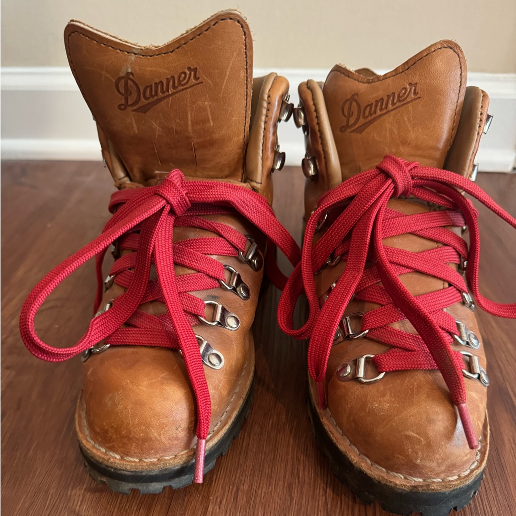 Danner Brown Leather Lace-Up Boots With Red Laces